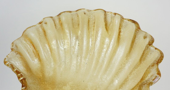Image 1 of no. 2 of 2 - mid century modern SCONCE wall lamp lustrous glass shell shape hollywood regency style