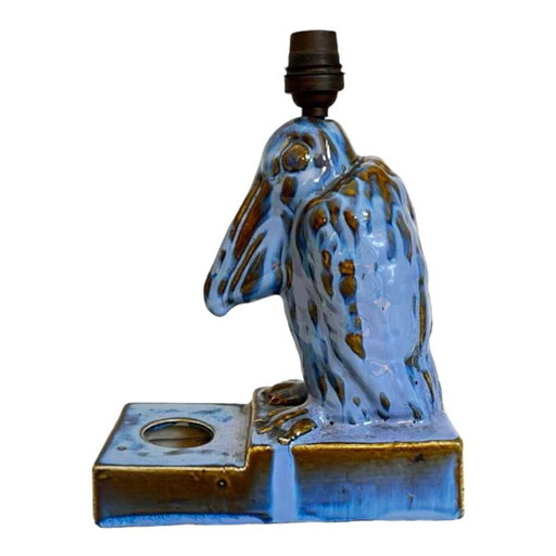Art Deco Pelikaan Sculptuur Lampvoet in Fijn Geglazuurd Steengoed, 1930