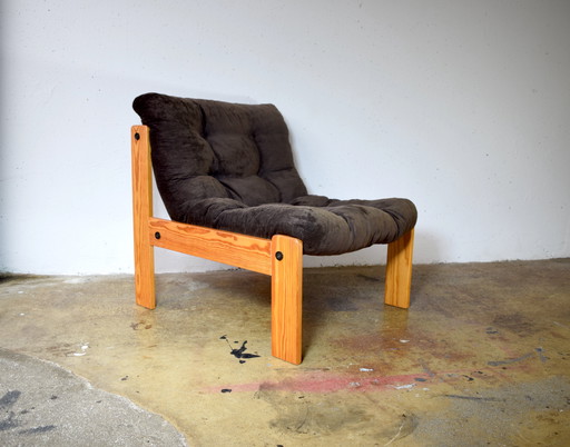 Poltrona brutalista anni '70, poltrona vintage in corda, era spaziale