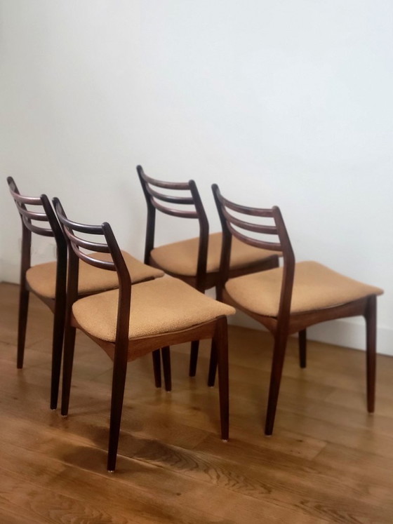Image 1 of Set va 4 vintage Deense stoelen van Vestervig Eriksen in palissander
