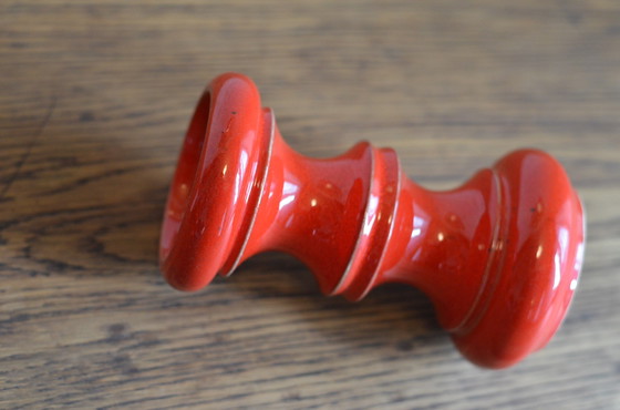 Image 1 of Candelabro de cerámica rojo de mediados de siglo