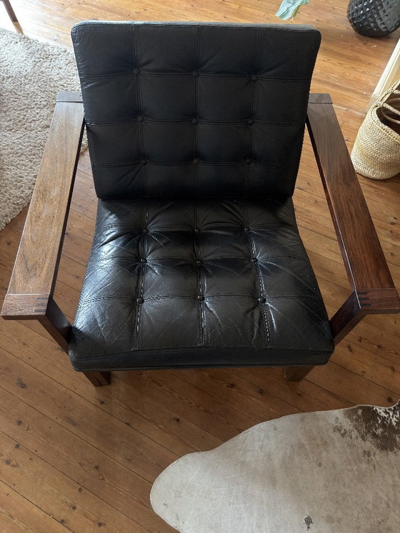 Image 1 of Designstoel Fritz Hansen Zwart Leder