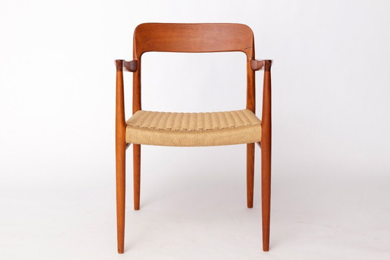Image 1 of Fauteuil Niels Otto Møller n° 56 – Teck et corde danoise – 1954 – Style danois moderne du milieu du siècle – Restauré avec répar
