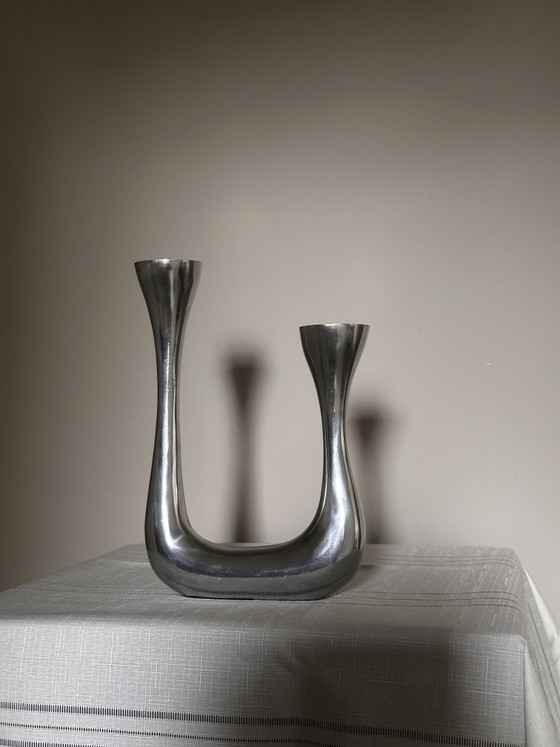 Portacandele Brutalista Doppio Design Vintage – Metal, Aluminium (photo 2 of 5)