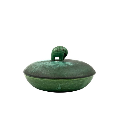 Art deco groene keramische kom / vide poche, Angelo Biancini, Società Ceramica Italiana, Laveno Italië jaren 1930