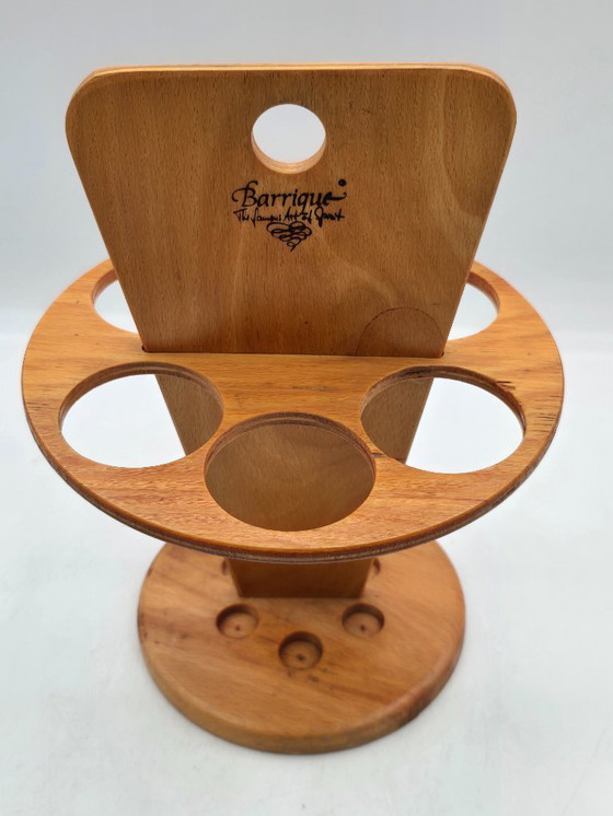 Image 1 of Holzhalter mit 6 konischen, mundgeblasenen Flaschen, Design