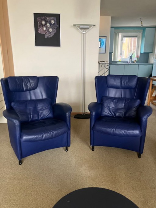 The Sede DS 23 wing chair in blue leather