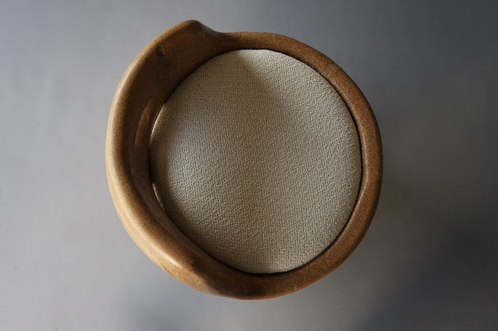 Image 1 of Silla auxiliar orgánica de madera maciza de palma, años 70