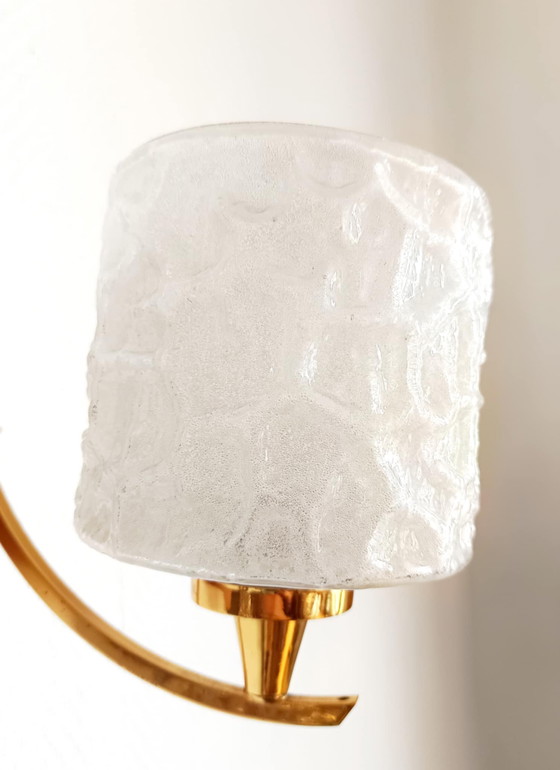 Image 1 of 2x Wandleuchten 1950 Arlus-Stil aus Granitglas