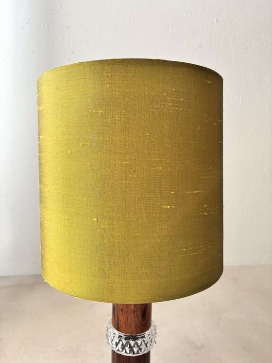 Image 1 of Lampe de table vintage en bois de rose cristal verre 1960s Fagerlund