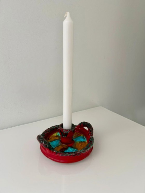 Expressive Brutalist Candle Holder with Glass Mosaic – Bienal, Ceramic (photo 6 of 15)