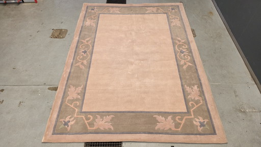 Handmade vintage Oriental Modern Contemporary rug soft pink 253x347cm