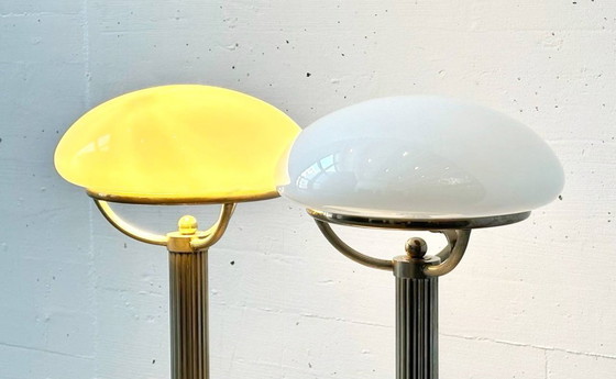 Image 1 of Nickel table lamps with opal shades by Adolf Loos for Villa Steiner