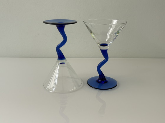 Image 1 of Set van twee 1980’s martini-glazen in Memphis-stijl van Liberty Glass
