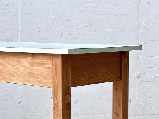 Scrivania Vintage con Piano in Resopal Verde Menta – Scrivanie, Wood (photo 9 of 16)