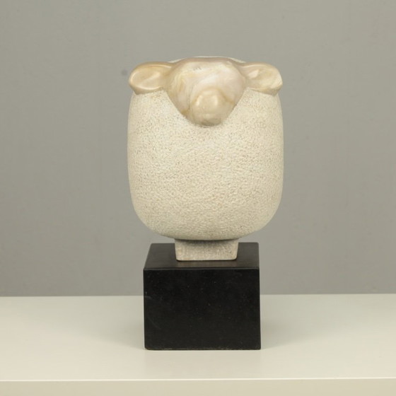 Image 1 of "Sheep" - sculpted marble figure by Fanny Baan, 1995