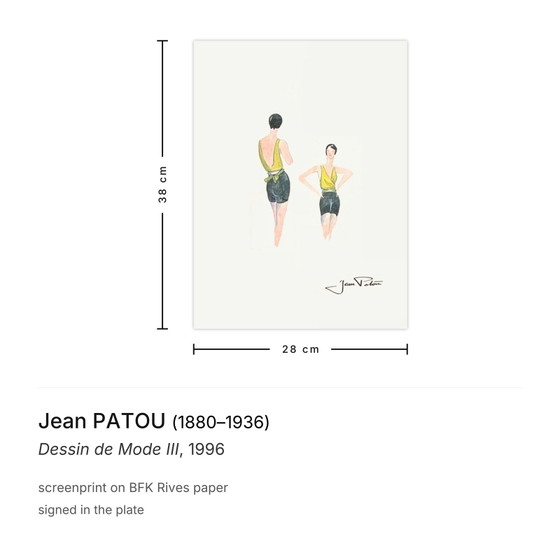 Image 1 of Jean PATOU Dessin de Mode III Siebdruck 1996
