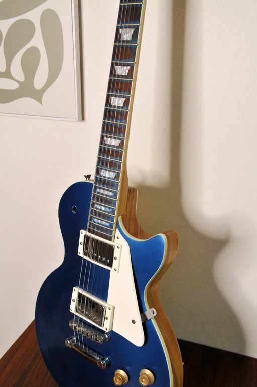 Decorative wooden electric blue guitar eyecatcher