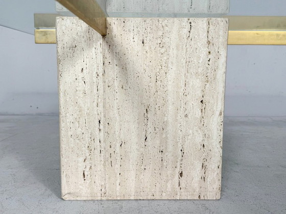 Image 1 of Artedi Travertin Couchtisch/Beistelltisch, Italien, 1970er Jahre