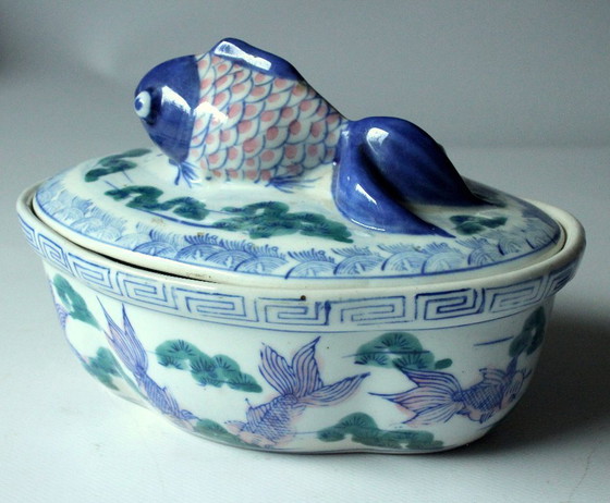 Image 1 of Pot à poisson chinois en céramique - Pot à hareng - Céramique - Vintage