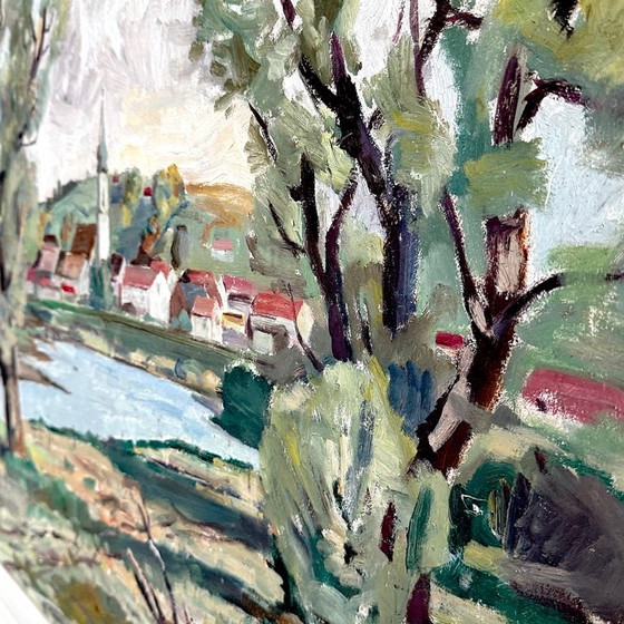 Image 1 of Vintage Gemälde - Rupert Kamm - Vilshofen - Pleinting - 1964 - Bayern - Westdeutschland - Öl - Unikat - Mid Century - Signiert