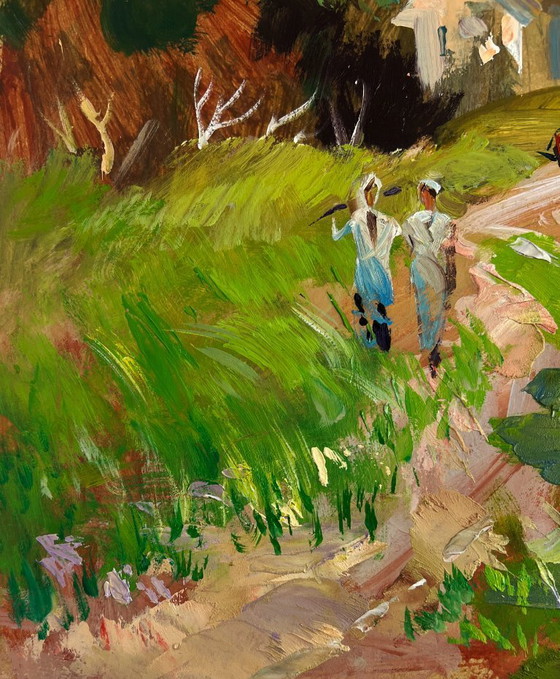 Image 1 of Original Oil Painting Summer City Landscape Streets that hide stories and dreams