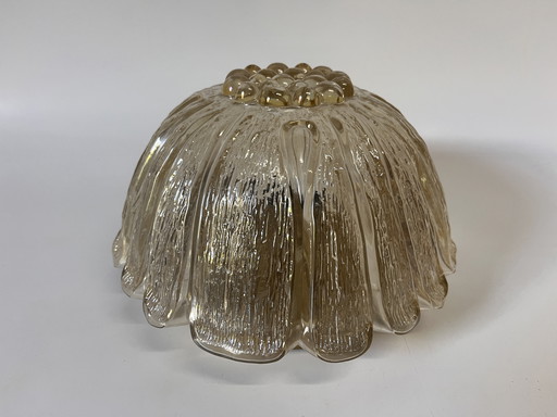 Fischer-Leuchten plafondlamp Mid Century amber goud jaren 70