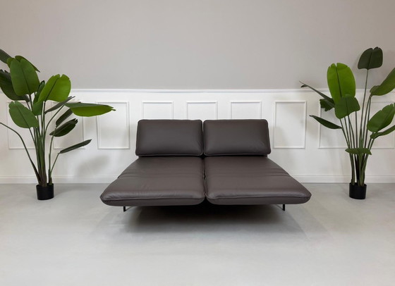 Image 1 of Divano Rolf Benz Mera 386 in pelle marrone, divano di design, chaise longue, divano letto