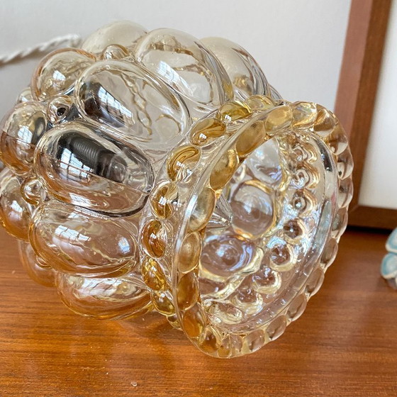 Image 1 of Antique globe pendant lamp with gilded glass and brass suspension bracket