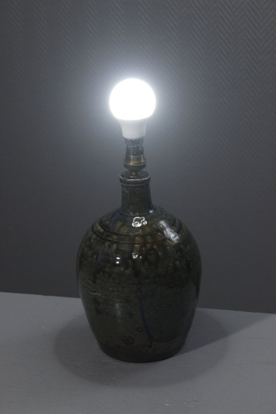 Image 1 of Base per lampada in gres pirite smaltato di Puisaye Denis Avonts La Borne anni '80