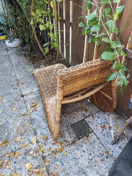 Image 1 of Fauteuil lounge en rotin de Karl Malmvall