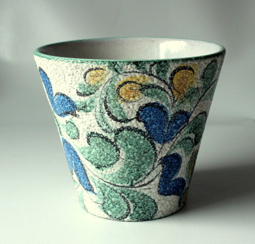  Blumentopf Ruscha Keramik - handgemaltes Blumendekor - Vintage