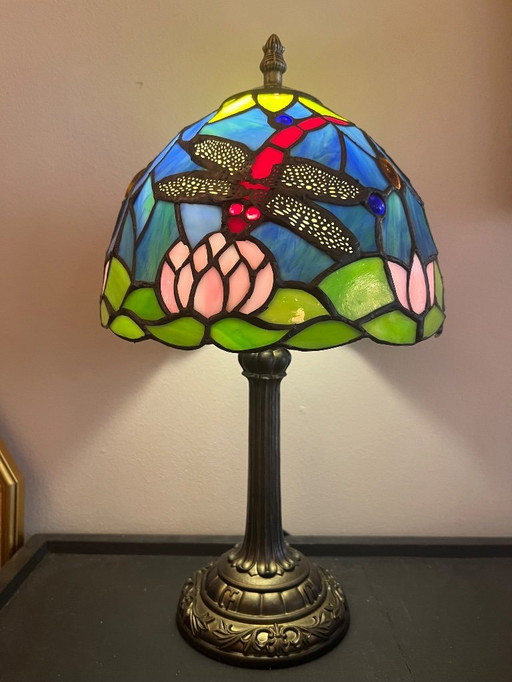 Stained glass Dragonfly table lamp vintage 1920s style