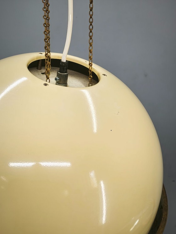 1970s NAPAKO Space Age Brass and Cream Pendant Light, Czechoslovakia – Chandeliers (photo 10 of 11)
