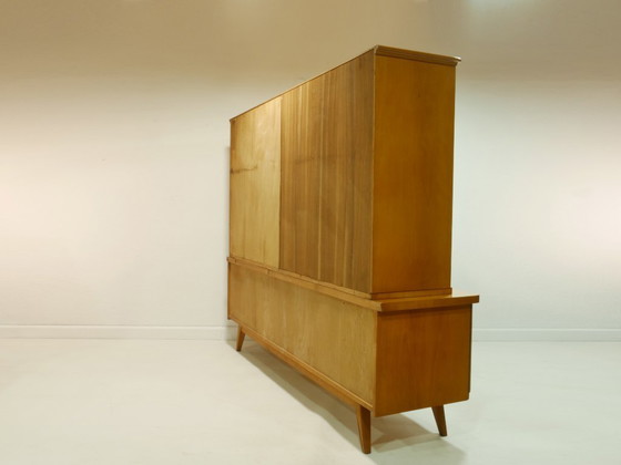 Image 1 of Buffet haut vintage avec grande vitrine, meuble de salon, années 1960, Allemagne