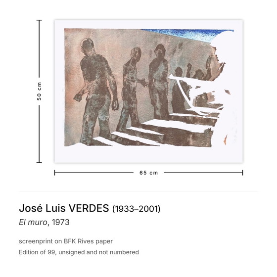 José Luis Verdes Zeefdruk El Muro 1973 – Litho's & Zeefdrukken, Paper (photo 3 of 5)