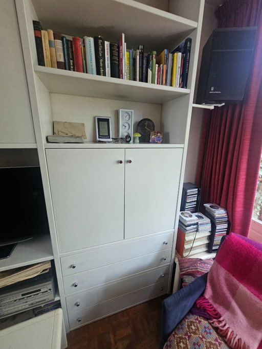 Mueble de pared de diseño Interlübke Studimo – aprox. 5 a 6 metros – blanco – con escritorio