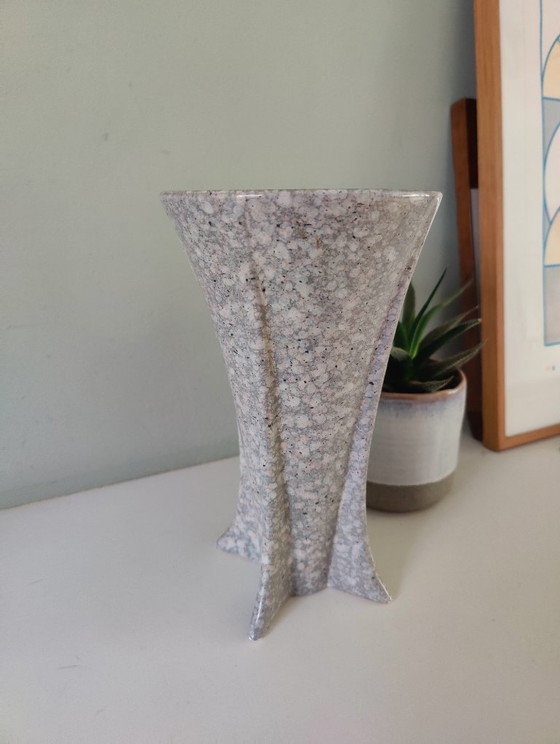Image 1 of Faux granite postmodern vase with pink tones - Italian 1980s