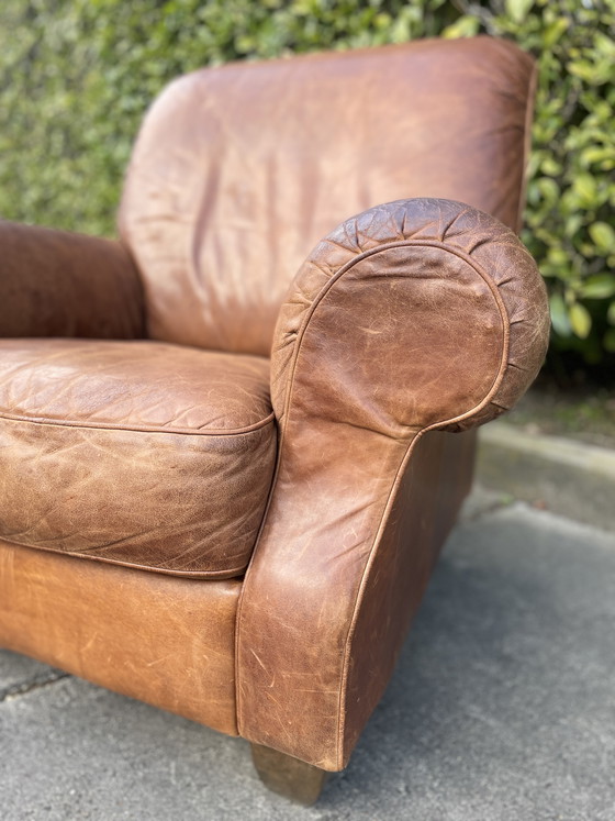 Image 1 of Fauteuil club vintage en cuir - Design italien