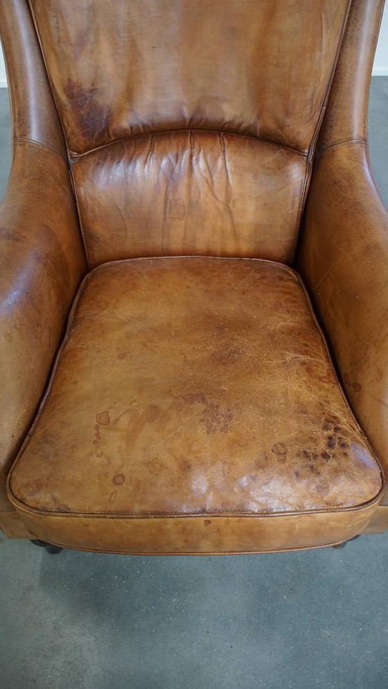 Image 1 of Vintage Fauteuil Gemaakt van Schapenleer