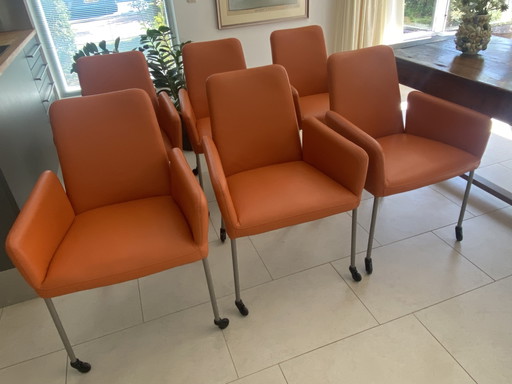 6 Leather Dining Chairs Bert Plantagie – eetkamerstoelen, Metal