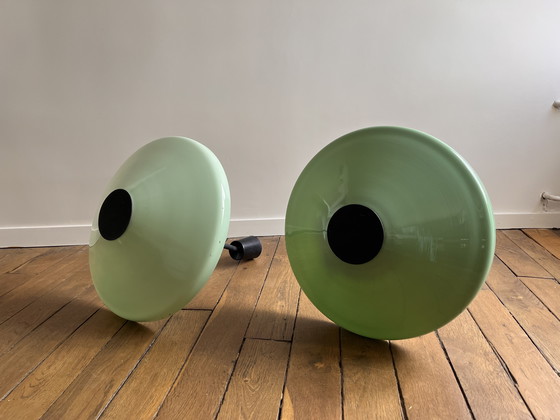 Image 1 of Paar Pendelleuchten aus Opalin Art Deco 1940