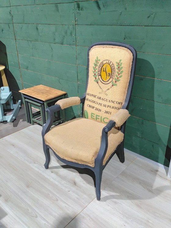 Sedia vintage con seduta in juta – Poltrone, Textile, Wood (photo 3 of 5)