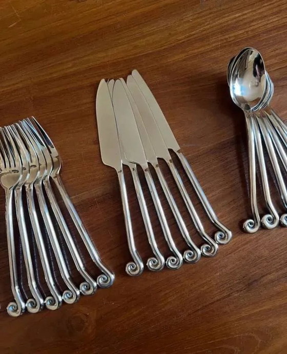 30-piece stainless steel cutlery set - spiral shape, swirls – Design (photo 5 of 6)