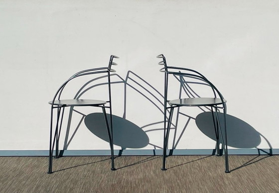 Image 1 of Pair of 'Lune d'Argent' chairs by Pascal Mourgue for Fermob. Vintage 80s