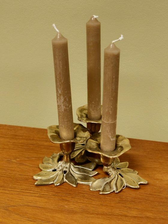 Image 1 of Vintage Brass Art Nouveau Candlestick Candle Holder