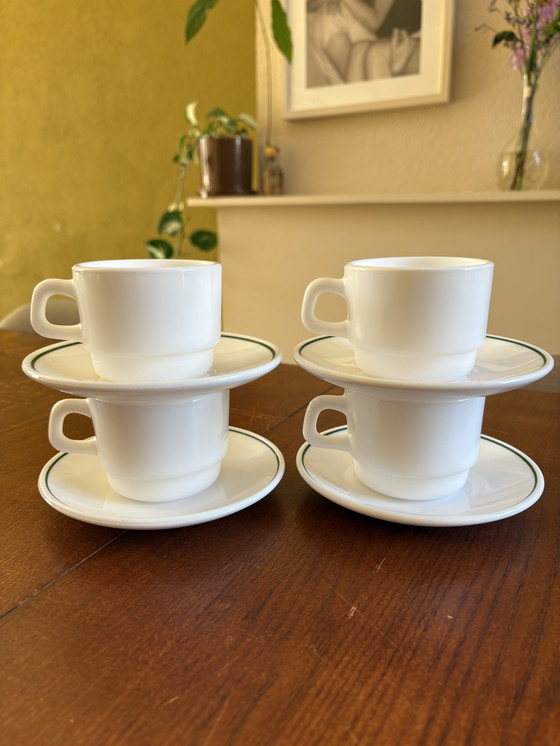 Image 1 of Vintage Arcopal Kop En Schotel Restaurant 4 Stuks