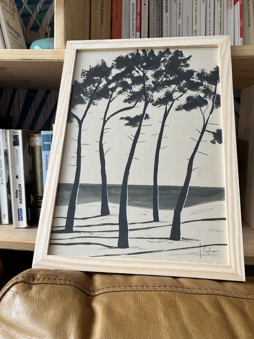 Encre de Chine sur papier naturel.  Format 30x21cm. 