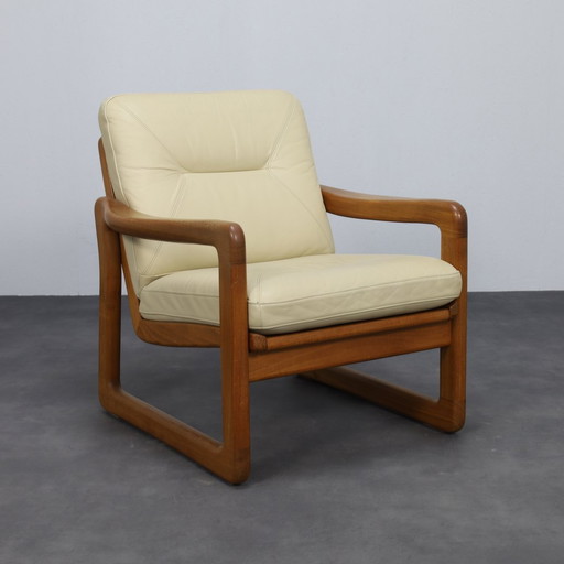 Chaise longue avec ottoman en cuir par Poul Jeppesen pour Holstebro Denmark, 1970