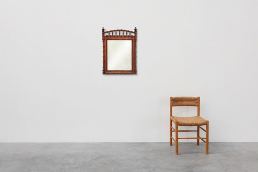 Antique 19th century faux bamboo mirror in wood, France